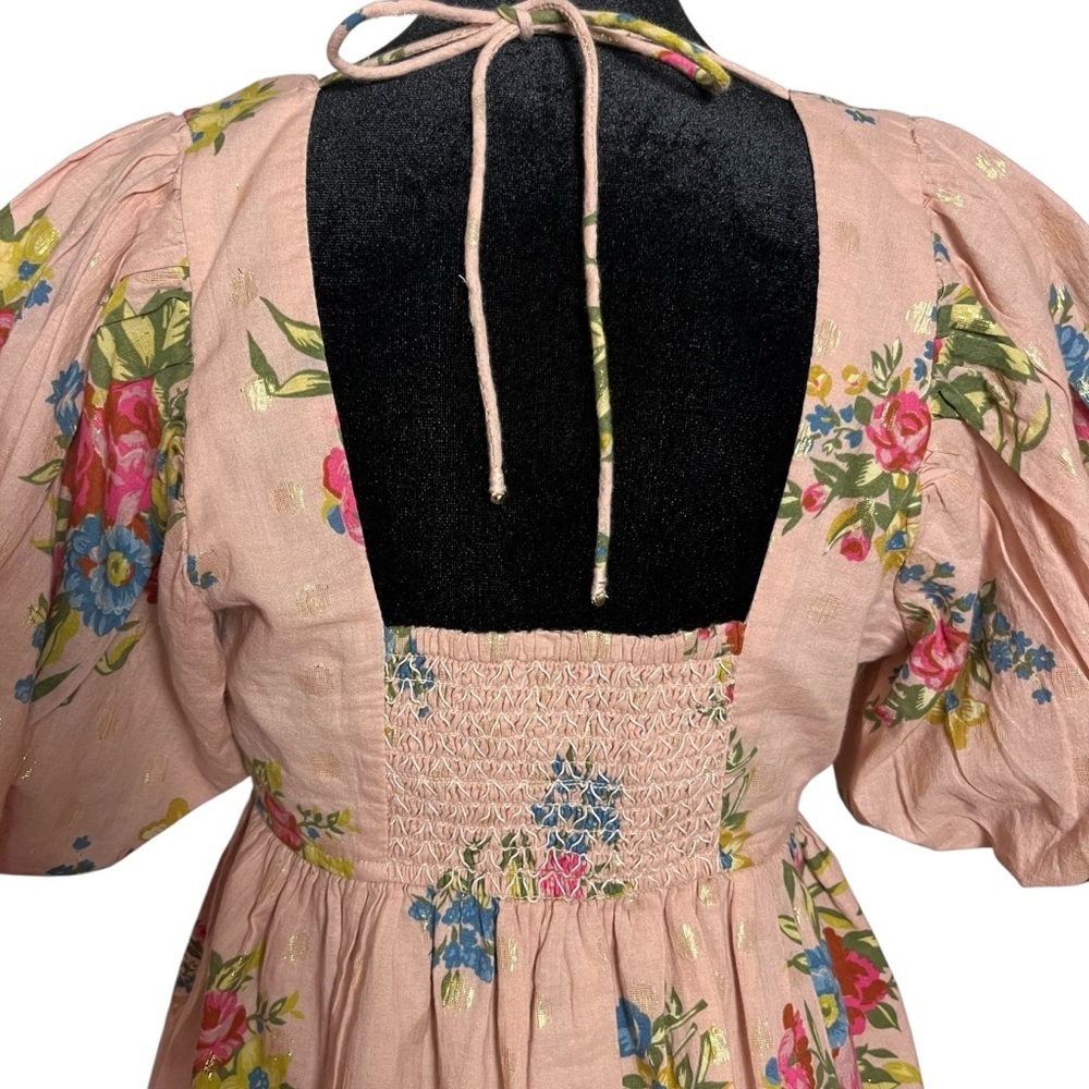 Anthropologie Love The Label Rosette Babydoll Blouse Floral Print Peasant Size M - Picture 2 of 13